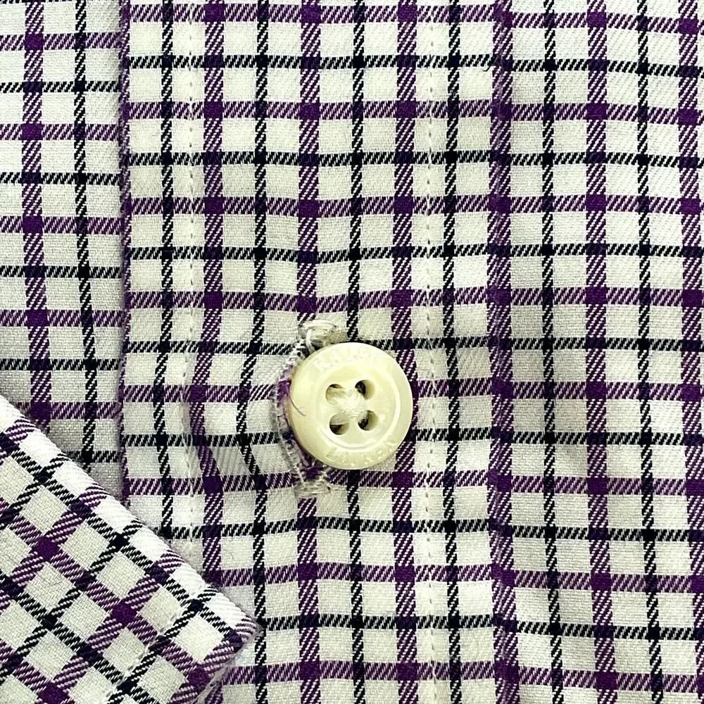 POLO RALPH LAUREN Men's RL Twill Purple Checked Plaid Button‎ Down Shirt Size L
